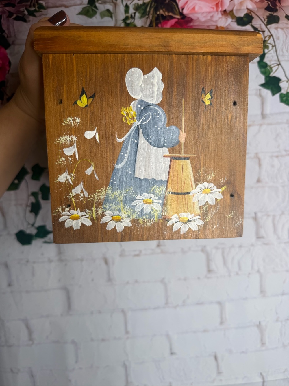Beautiful hand-painted tissue box cover